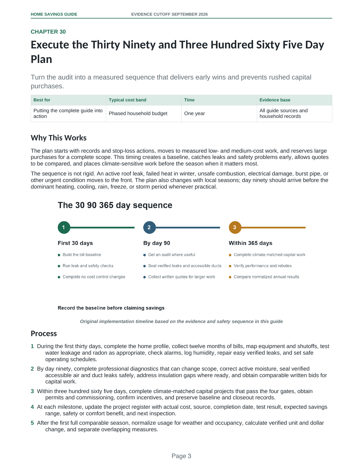 Actual action plan page from the Homeowner Workbook